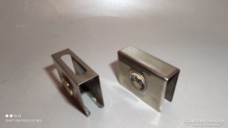 Two German metal match holders with pictures