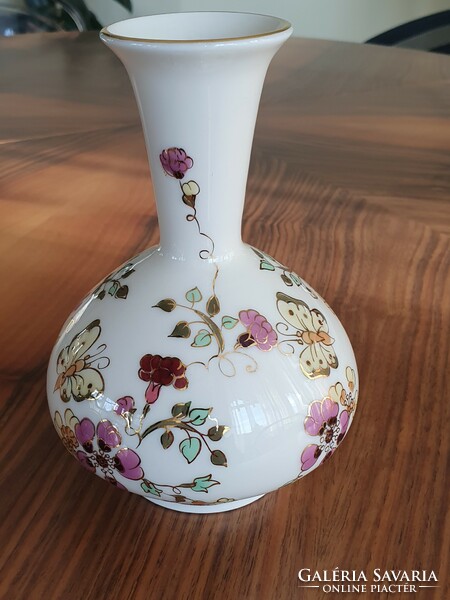 Zsolnay pillangós kis váza kézzel festett 16 x 12 cm nem használt