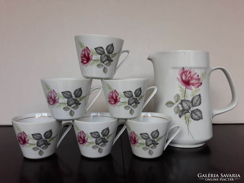 Alföldi porcelain rose jug with 6 glasses