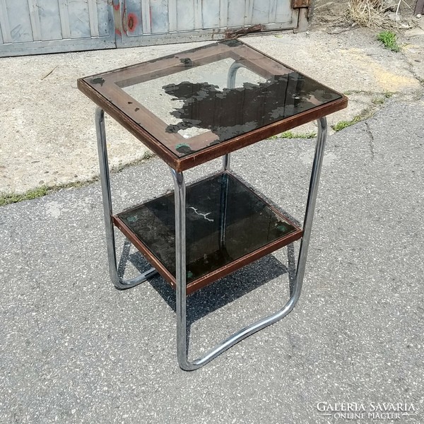 Bauhaus - Art deco csővázas dohányzóasztal - kávézóasztal