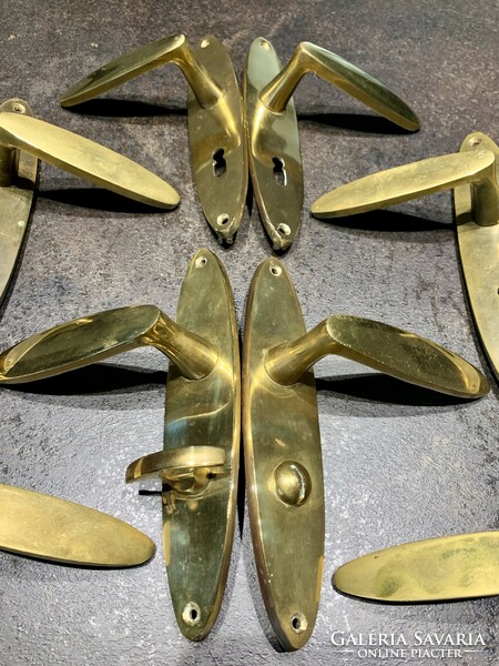 Art-deco copper door handles (3 pairs)
