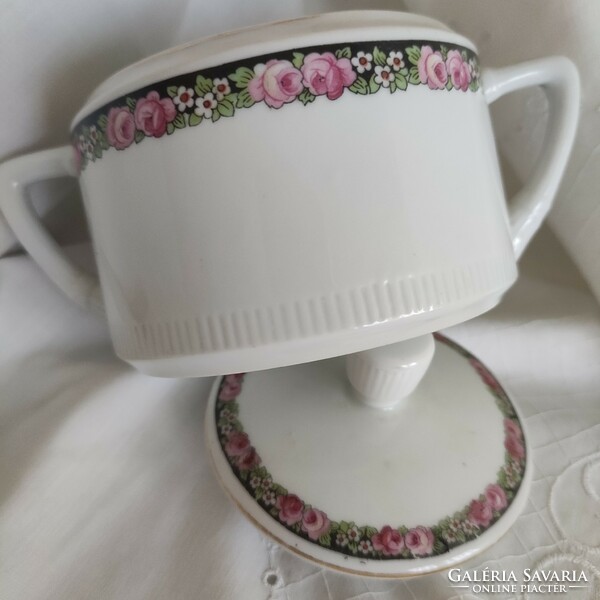 Tea sugar bowl with rose decoration