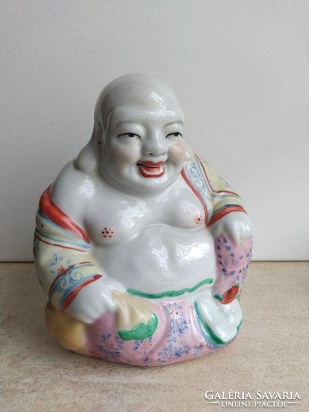 Signed hand painted porcelain laughing buddha