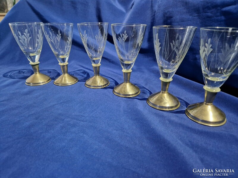 Beautiful polished metal alpaca wine glasses set of 6