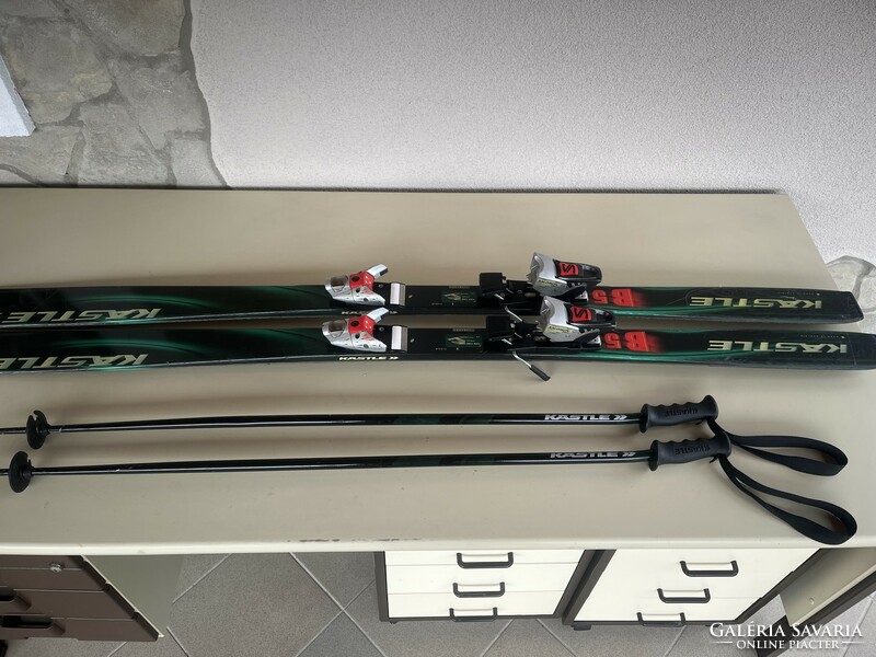 Kastle skis 170 cm, Salomon binding, 120 cm poles