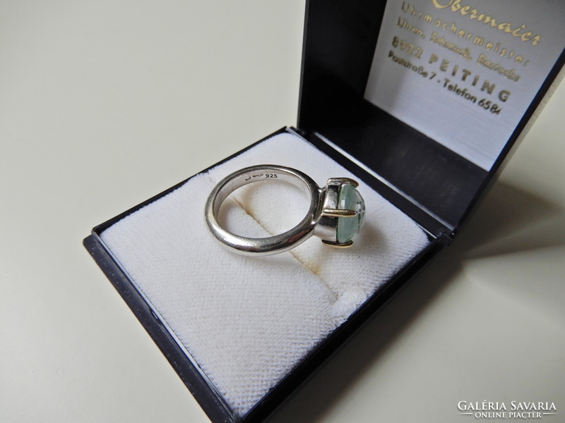 Régi olasz Ti Sento ezüst gyűrű fazettált muránói üveg díszítéssel