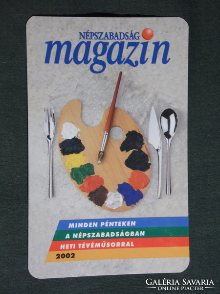 Kártyanaptár, Népszabadság napilap,újság, magazin, 2002, (6)
