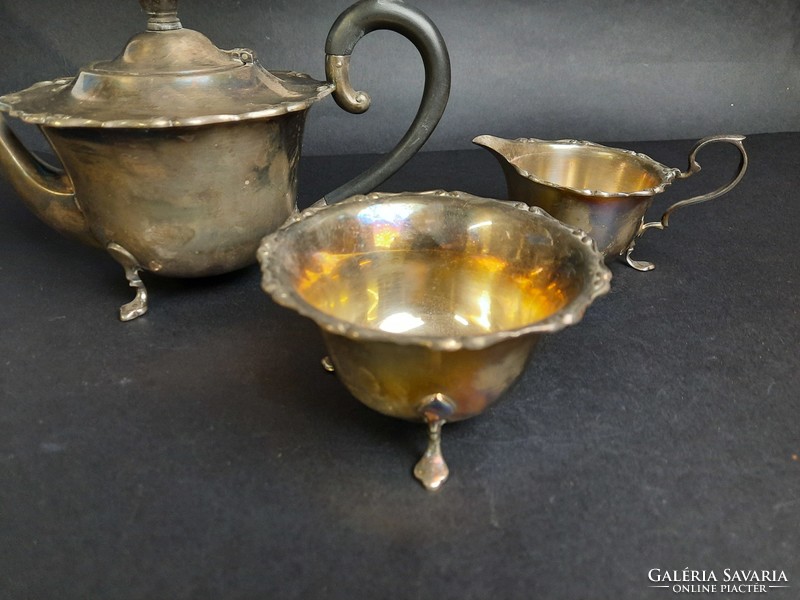 ANTIK 3 darabos angol ezüstözött fém teáskészlet