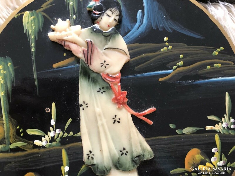 Fára festett, kidomborodó zsírkő figurák - kínai faliképek
