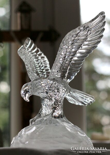 Glass eagle, massive, heavy piece, table decoration, heavy