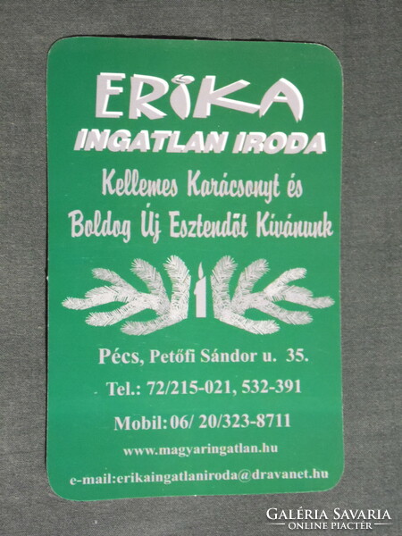 Kártyanaptár, ünnepi, Erika ingatlan iroda,Pécs, 2002, (6)