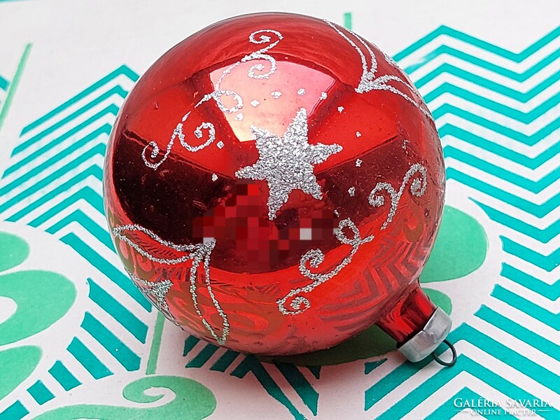 Old glass Christmas tree ornament red sphere glass ornament