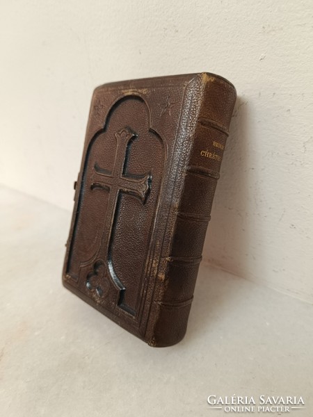 Antique French Bible Texts Christian Hours Religious Book 8394