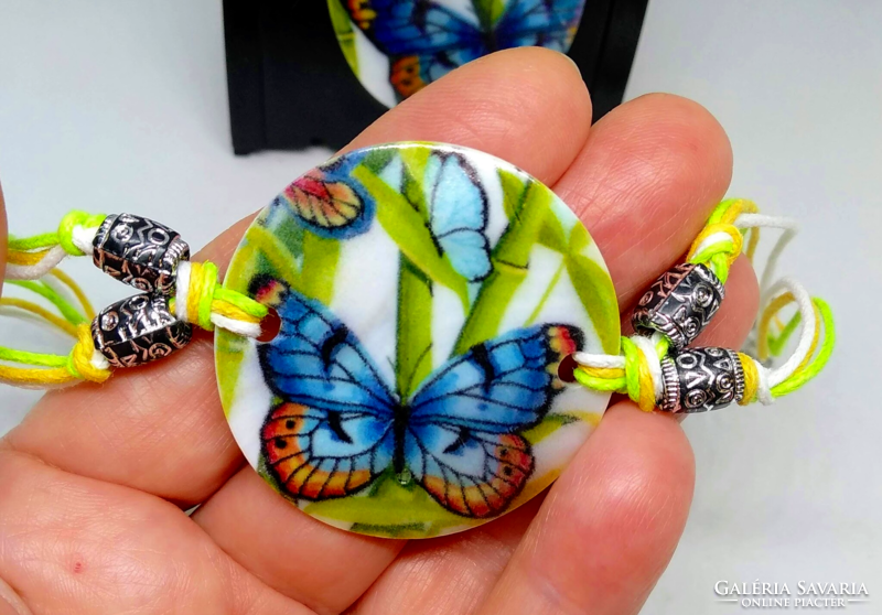 Butterfly painted shell set, necklace-earring-bracelet 96