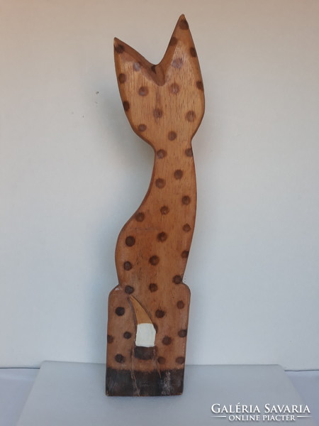 Nagy méretű 60 cm-es Fából készült faragott cica szobor