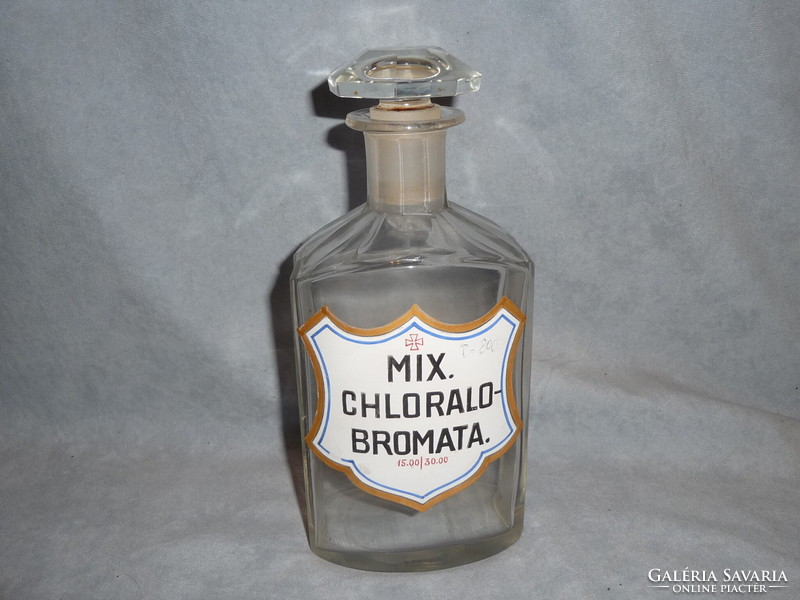 Antik patikai üveg patika üveg gyógyszertári üveg antik csiszolt gyógyszeres üveg nagyméretű