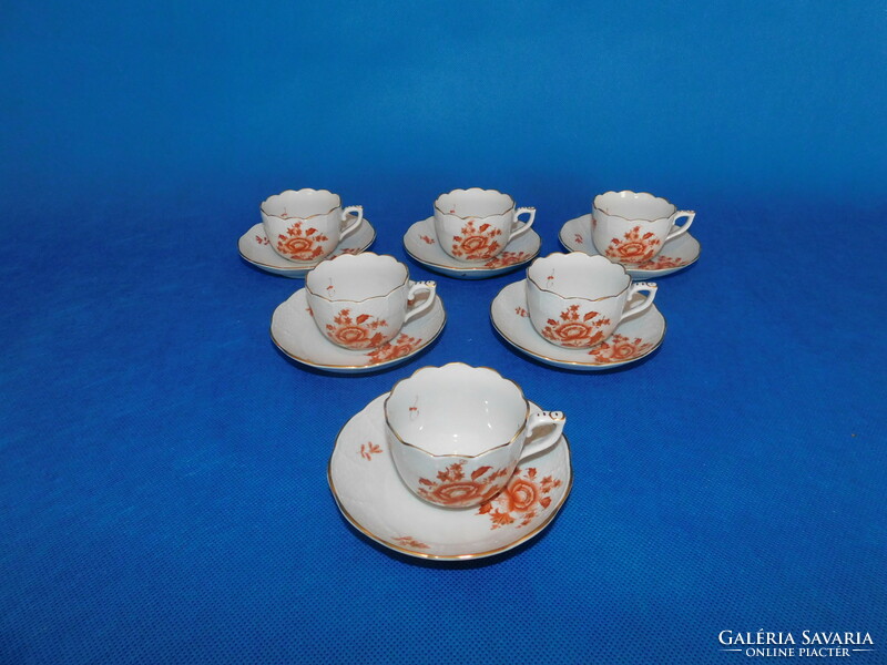 Herend antique 1958 nanking bouquet pattern 6-piece coffee cup + saucer set