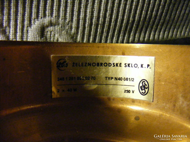Retro Železnobrodské sklo réz fali lámpa falikar 70-es  évek