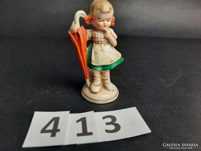 Little girl with umbrella antique foreign German porcelain figure / nipp /413/