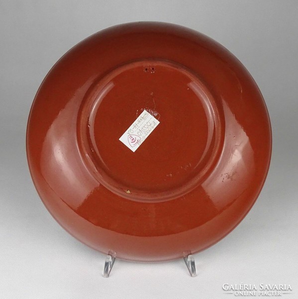 Large Sarospataki glazed ceramic wall plate marked 1Q398 27 cm