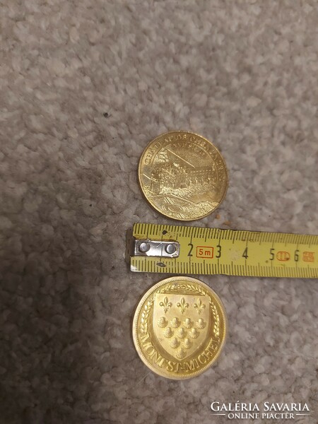 2 gold-plated French coins