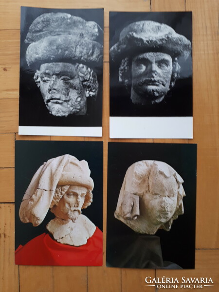 Budavári Gothic sculptures: 4 postcards