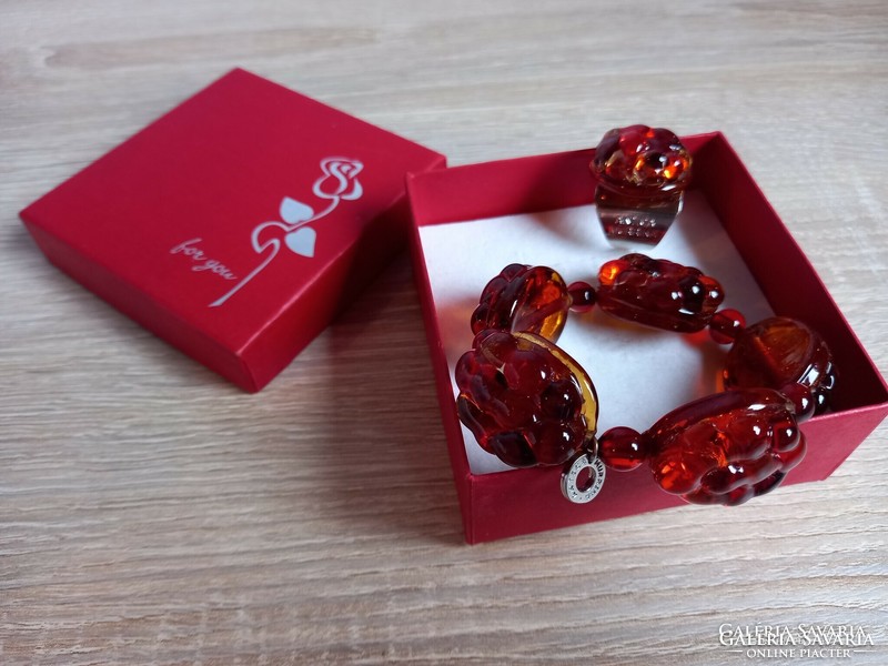 Murano glass bracelet and ring jewelry set