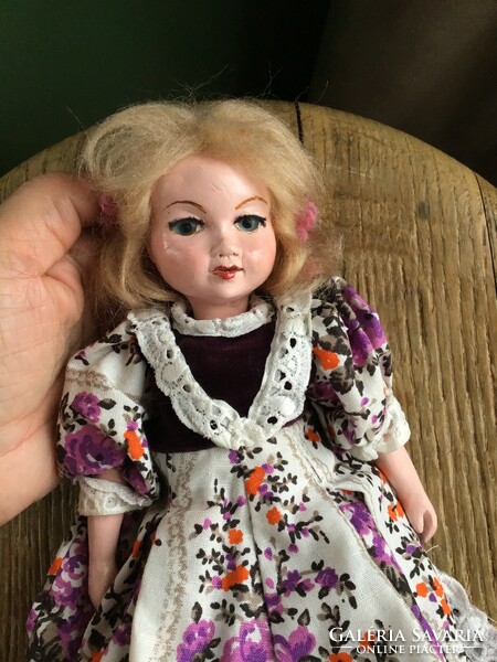 Artist doll with hand-painted ceramic head and ceramic limbs