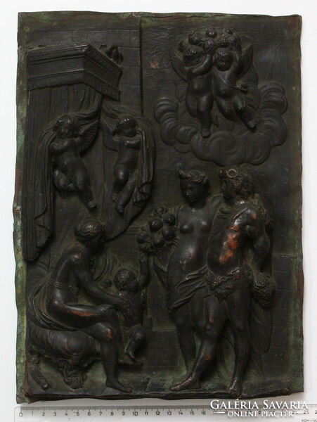 Későreneszánsz manierista bronz dombormű historizáló másolata Augsburg 1880 körül