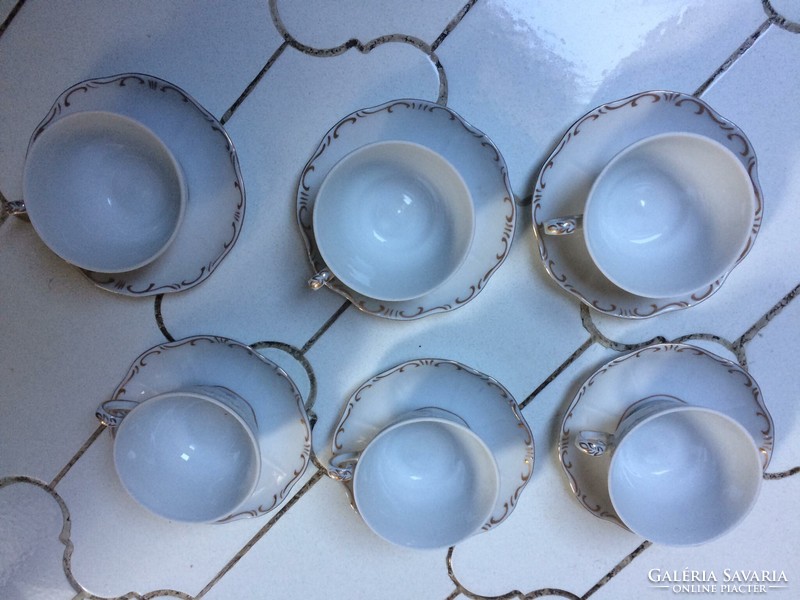 6 db Zsolnay virág mintás porcelán teás pohár csésze alátéttel gundel feliratos készlet