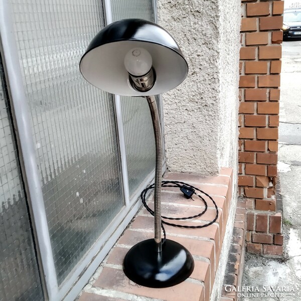 Bauhaus - art deco gooseneck table lamp renovated (black - nickel) - christian dell