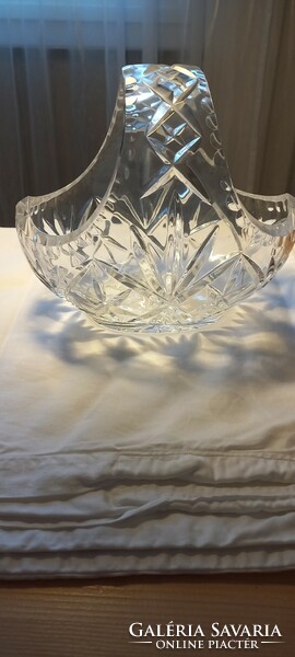 Basket serving bowl with glass handles
