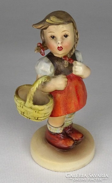 1Q328 old hummel porcelain girl with a basket 12 cm