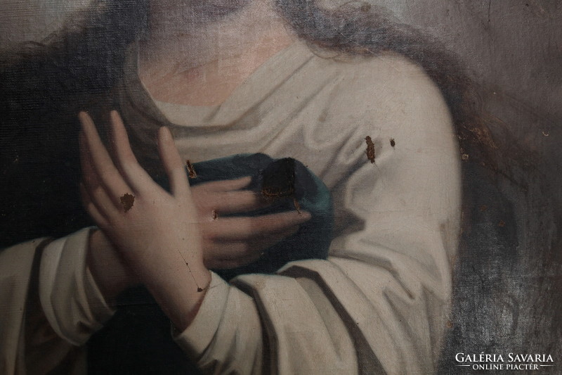 Biedermeier Szűz Mária olajfestmény 19. század