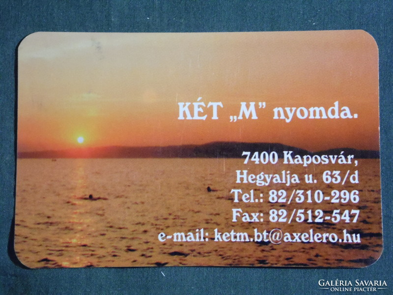 Kártyanaptár, Két M nyomda, Kaposvár, Balaton naplemente, 2003, (6)