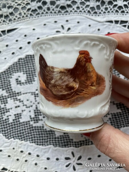 Rare! Art Nouveau small porcelain cup with hen's cross, not just for Easter