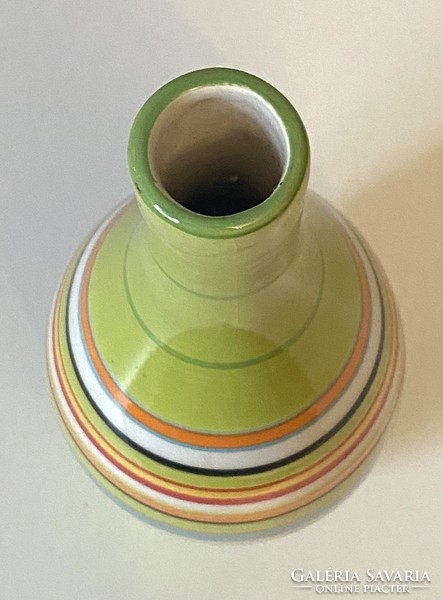 Siaki Japanese marked retro colorful striped ceramic vase 22.5 Cm