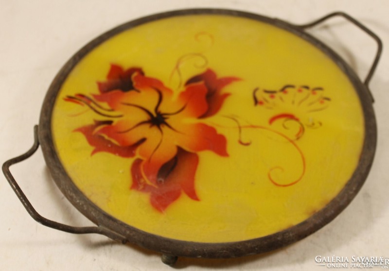 Antik festett virágmintás edényalátét