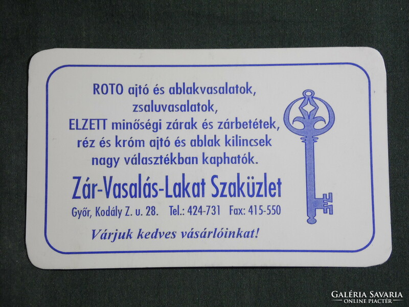 Kártyanaptár, Zár Vasalás Lakat szaküzlet, Győr, 2003, (6)