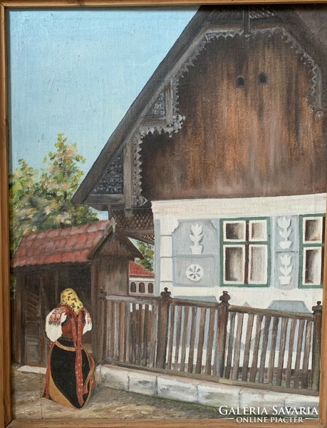 Street view of Kalotaszeg oil/canvas
