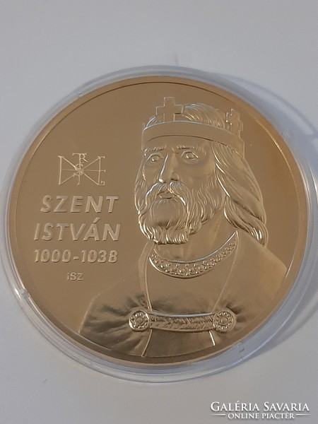Unc commemorative medal with colored gold coating in memory of St. István, the founding king of Hungary