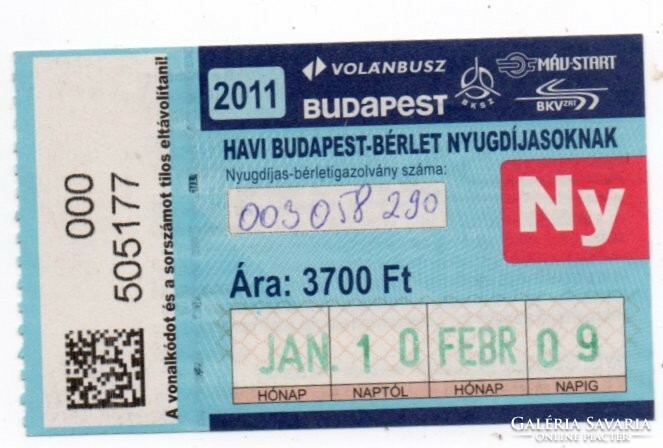 Bkv pass January 2011 in 2 pairs with serial numbers