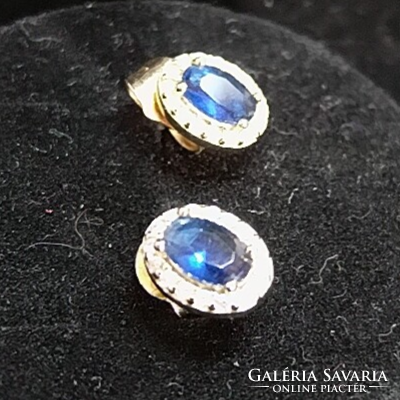 Luxury silver earrings with blue oval stones - 925