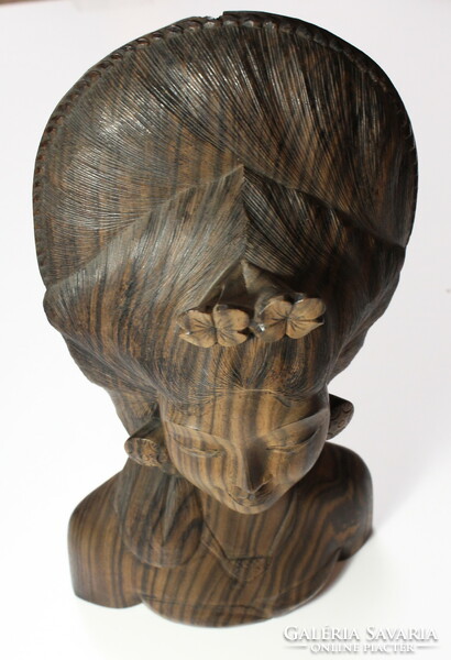 Bali female statue head wood carving 1930s