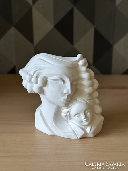 Anya gyermekével, Világhy Árpád, biszkvit porcelán szobor