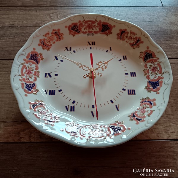 Zsolnay flower pattern porcelain wall clock
