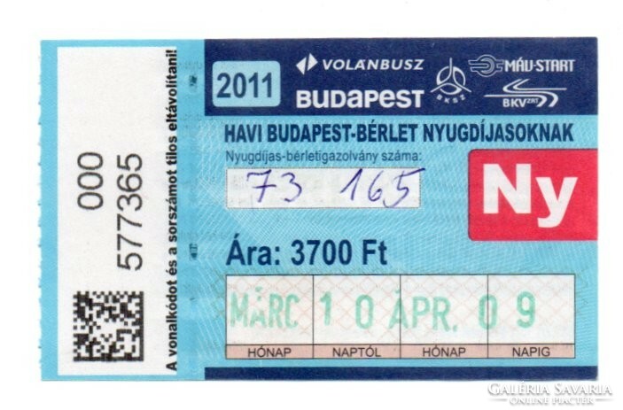 Bkv pass March 2011 in 2 pairs with serial numbers