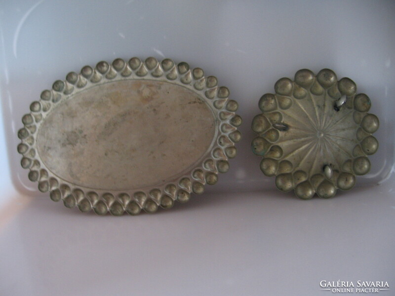 2 old blistered alpaca silver-plated trays in one