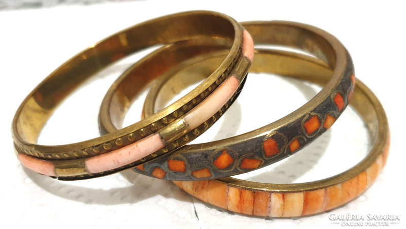 3 Colorful old rigid handmade bracelets