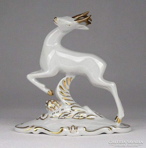 1Q330 old gilded royal dux porcelain deer